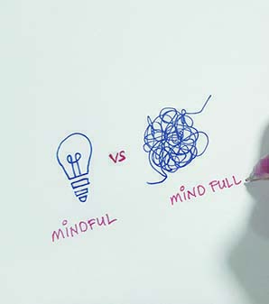 Mindful versus Mind Full. Mindfulness concept for healthier lifestyle.