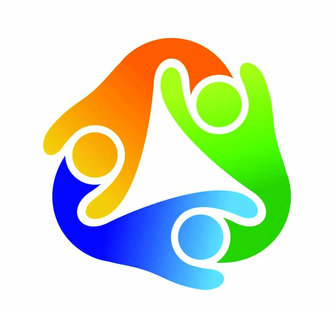 teamwork children logo symbol global modern people team connection icon vector design